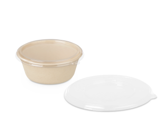 rPET-Deckel zu Schale aus Bagasse rund 