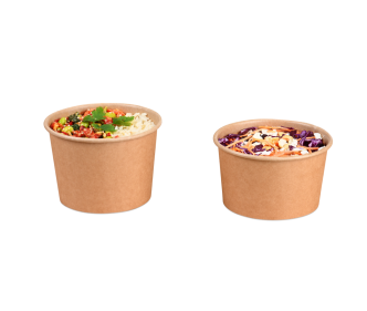 Feinkostbecher aus Pappe braun rund