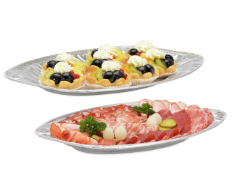 Servierplatte aus Alu, oval