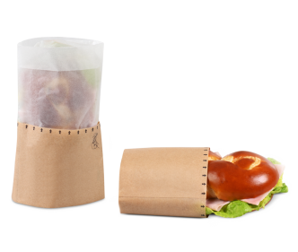 Snack-Bag braun mit Pergamin-Sichtstreifen
