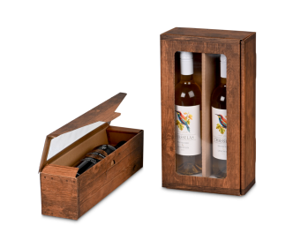Flaschen-Geschenkkarton mit Sichtfenster Vintage