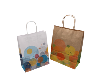 Papiertragetasche mit bunten Kreisen