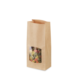 Liobelon Braune Geschenktüten Mit Fenster, 12 Stück, 16x12x6 Cm – Stand-up-Design Mit Griff