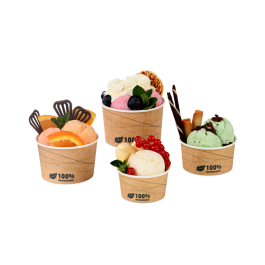 Eisbecher 180ml Pappe Pla Braun