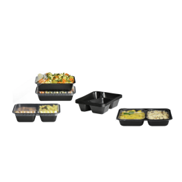 Mehrweg PP-Siegelschale, 2-geteilt, 229x178x33mm, 1.030ml, schwarz, 50 Mehrweg PP-Siegelschale, 2-geteilt, 229x178x33mm, 1.030ml, schwarz, 50