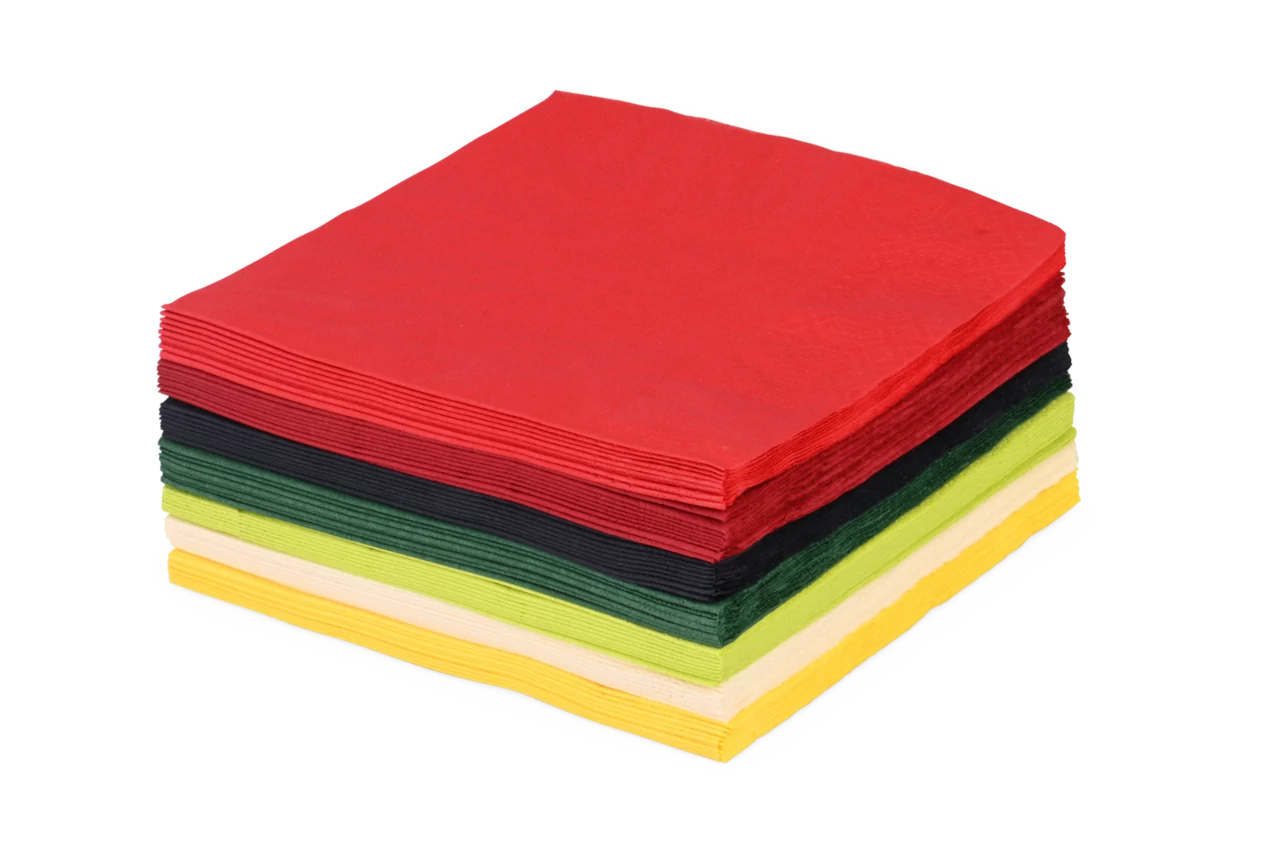 Zelltuch-Serviette farbig 33x33 cm, 1/4-Falz