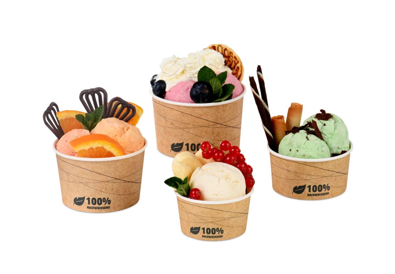 Eisbecher aus Pappe braun