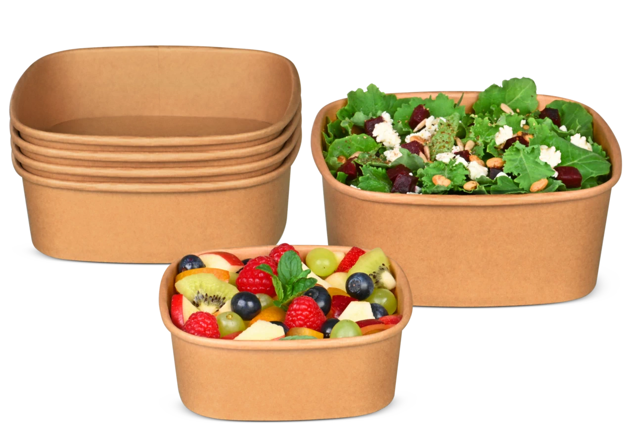 Salatschale aus Karton braun eckig 