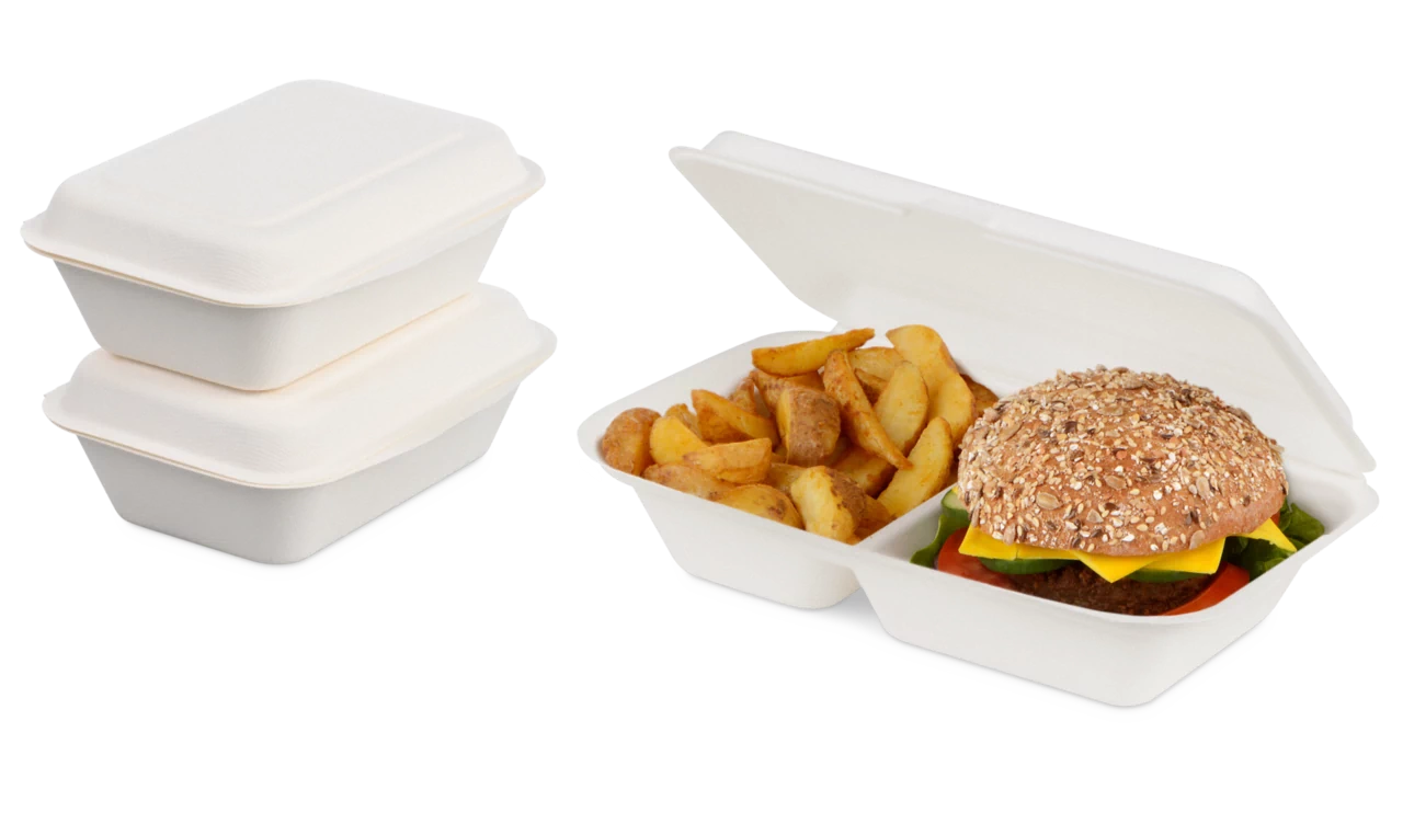 Menübox aus Bagasse mit Deckel