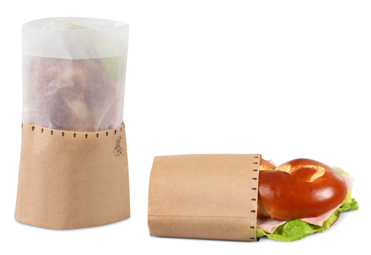Snack-Bag braun mit Pergamin-Sichtstreifen