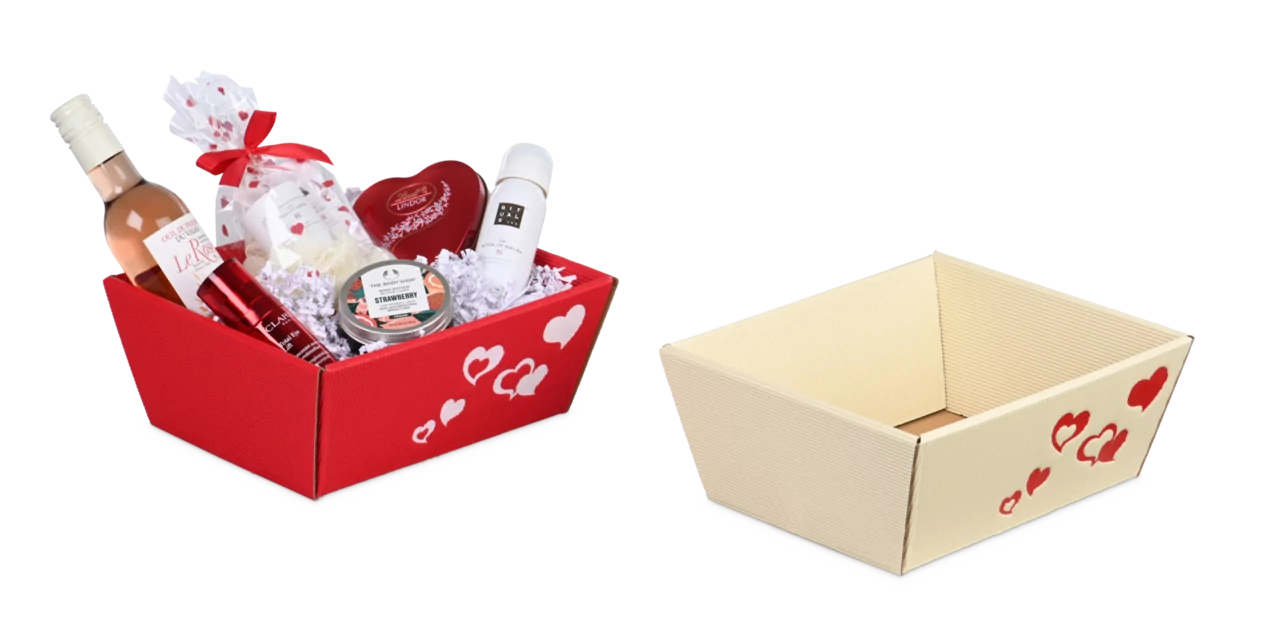 Geschenkkorb mit Herzen