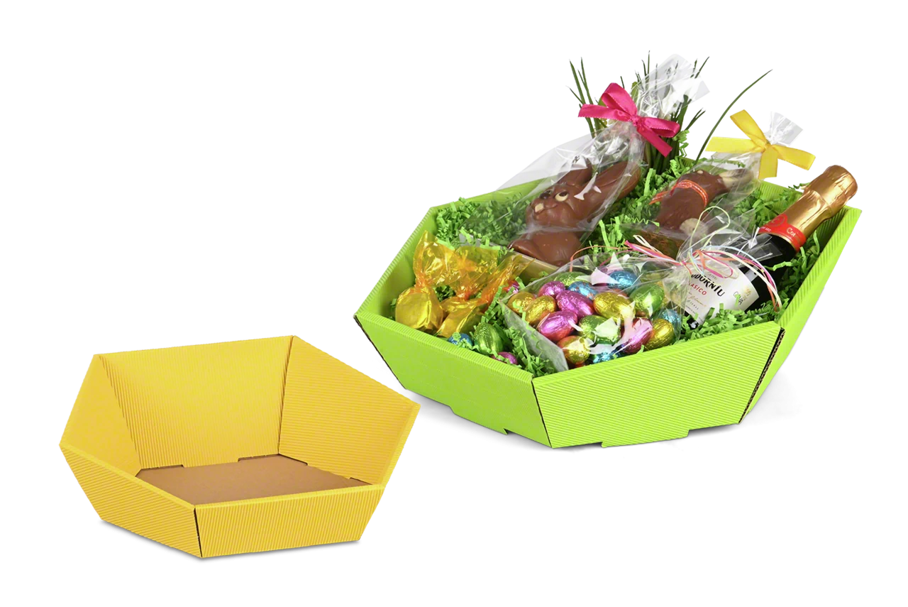 Geschenkkorb 6-eckig, farbig