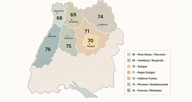 Karte von Baden-W&uuml;rttemberg