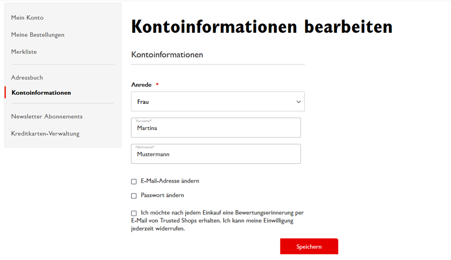 Benutzerkonto des B2B Online-Shops von RAUSCH Benutzerkonto des B2B Online-Shops von RAUSCH