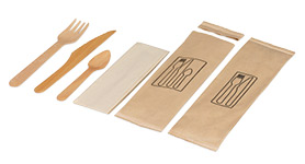 Einwegbesteck mit Serviette und Tasche Einwegbesteck mit Serviette und Tasche