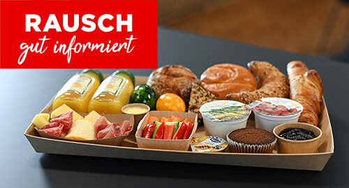 Zum Blogartikel «Erfolgreiches Zusatzgeschäft mit Verpackungen für Ihr Buffet to-go» → Serviertablett mit Frühstückszutaten