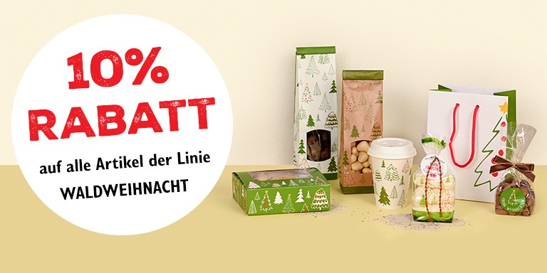 Banner zur Verpackungs-Aktion der Linie WALDWEIHNACHT