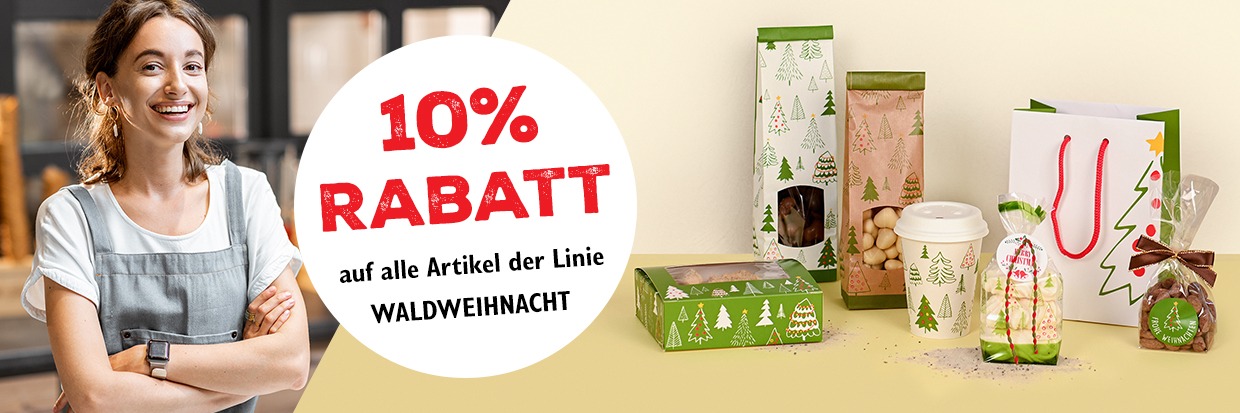 Banner zur Verpackungs-Aktion der Linie WALDWEIHNACHT